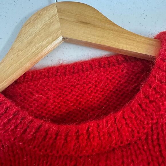 Vintage Size XL Red Sweater Round Neck Knit Style Grape Leaves Graphic - Picture 4 of 7